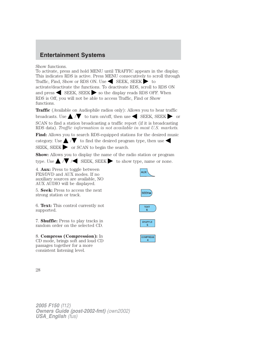 Entertainment systems | FORD 2005 F-150 v.2 User Manual | Page 28 / 312