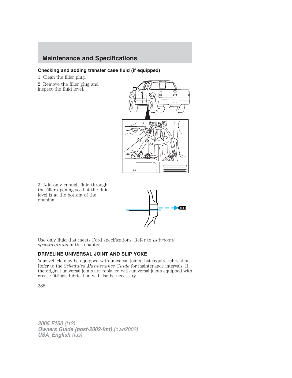 Maintenance and specifications | FORD 2005 F-150 v.2 User Manual | Page 288 / 312