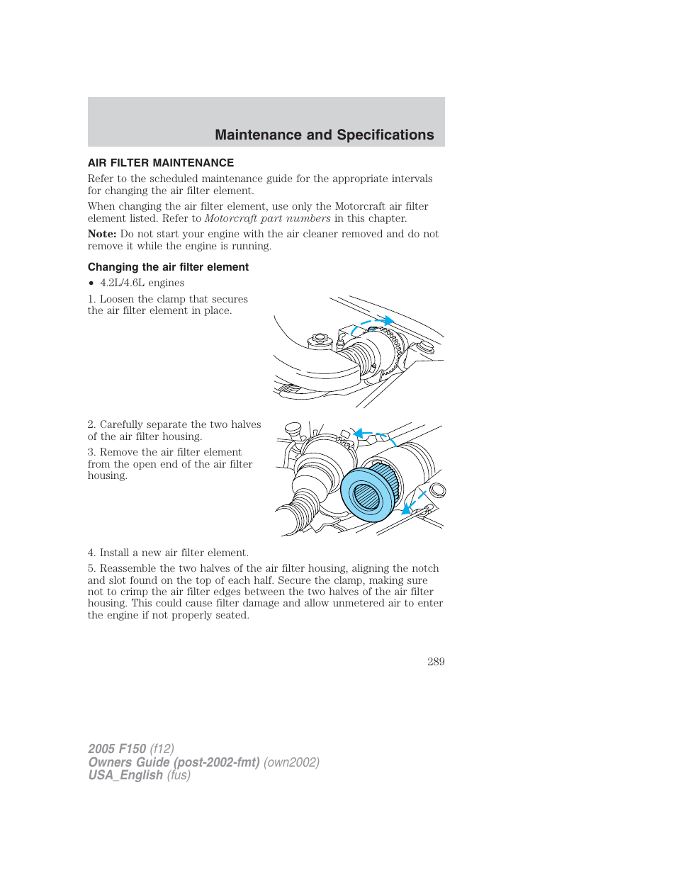 Maintenance and specifications | FORD 2005 F-150 v.2 User Manual | Page 289 / 312