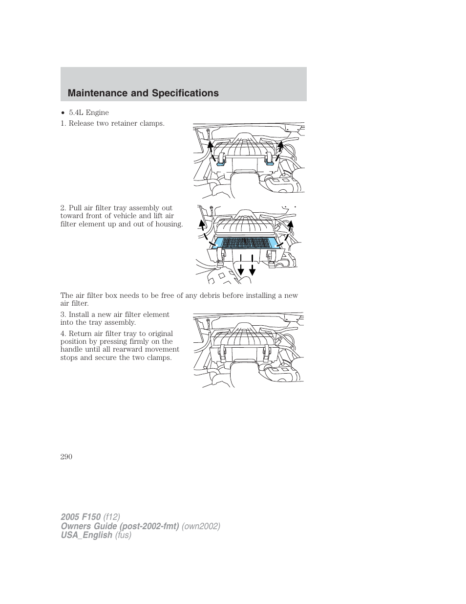 Maintenance and specifications | FORD 2005 F-150 v.2 User Manual | Page 290 / 312