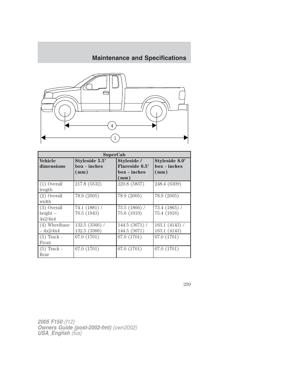 Maintenance and specifications | FORD 2005 F-150 v.2 User Manual | Page 299 / 312