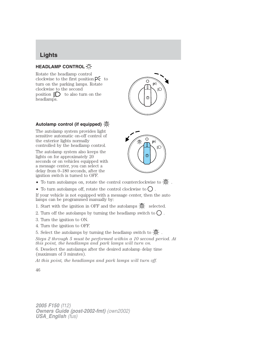 Lights | FORD 2005 F-150 v.2 User Manual | Page 46 / 312