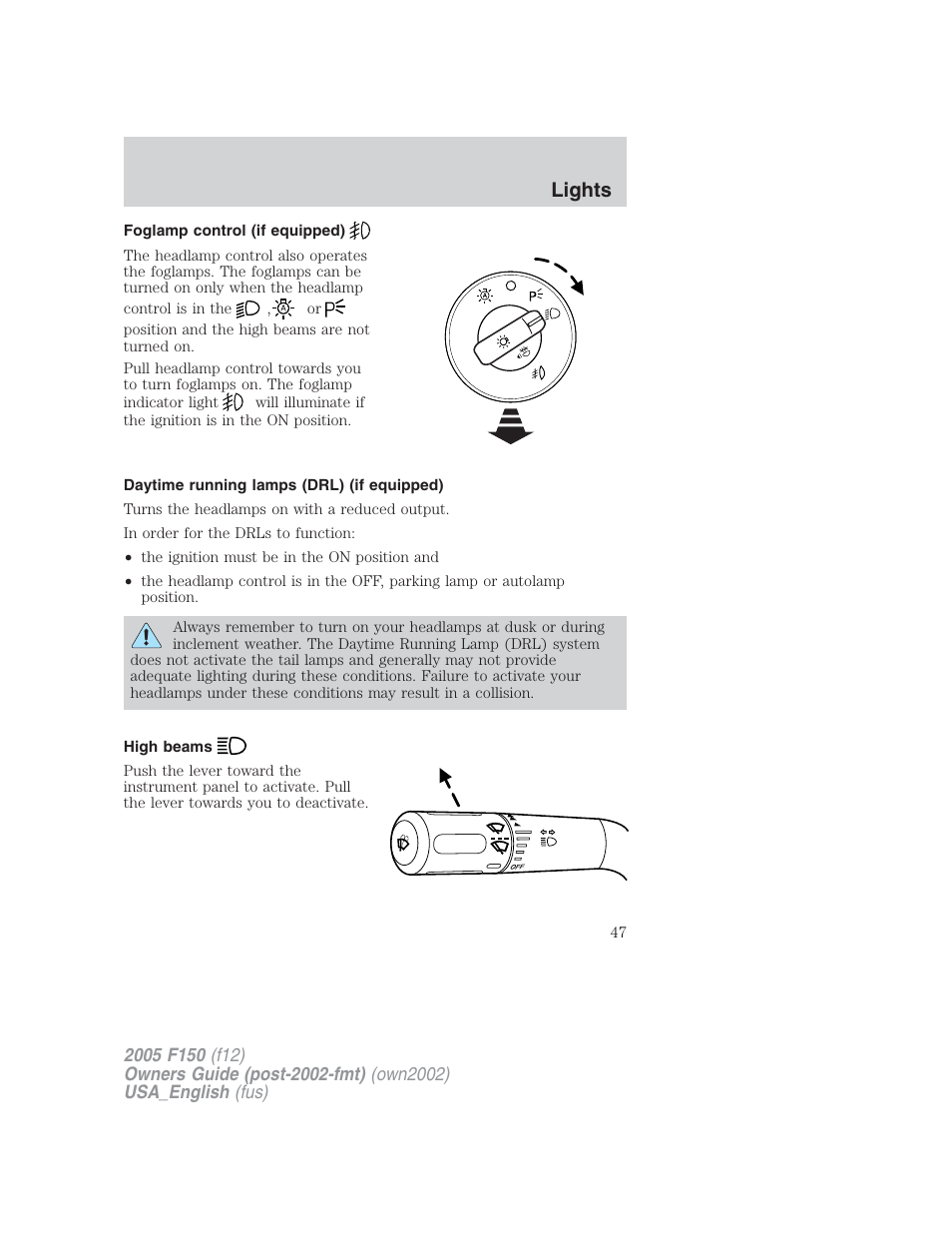 Lights | FORD 2005 F-150 v.2 User Manual | Page 47 / 312