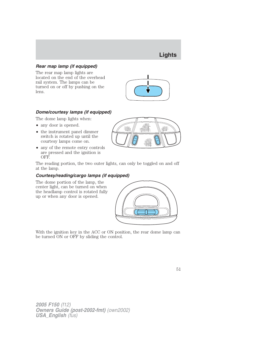 Lights | FORD 2005 F-150 v.2 User Manual | Page 51 / 312