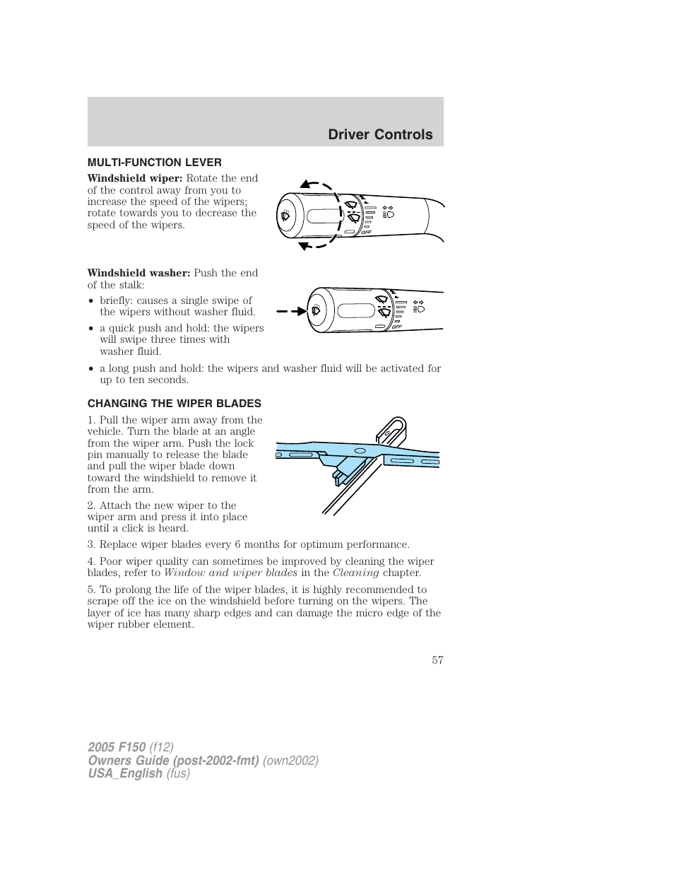 Driver controls | FORD 2005 F-150 v.2 User Manual | Page 57 / 312