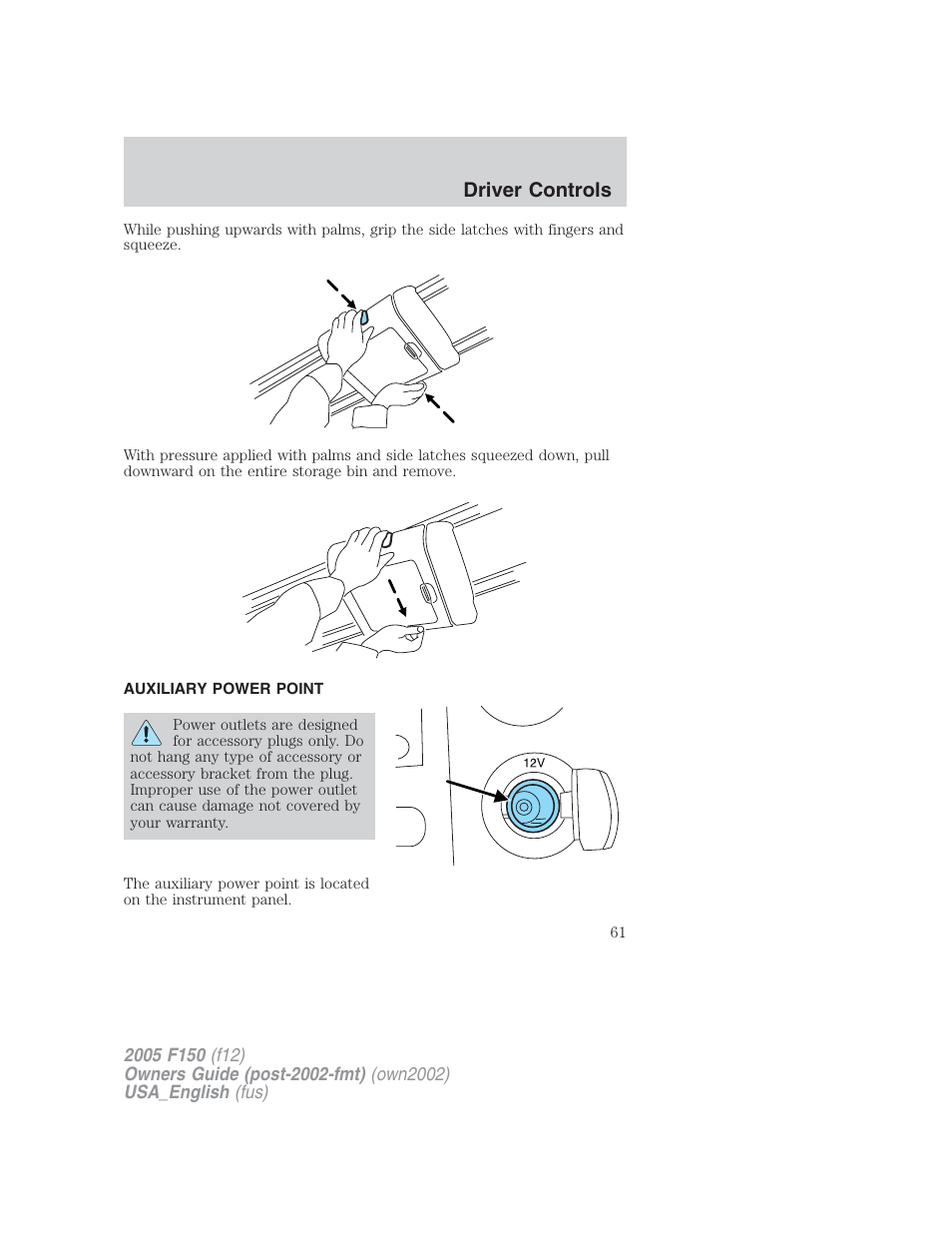 Driver controls | FORD 2005 F-150 v.2 User Manual | Page 61 / 312