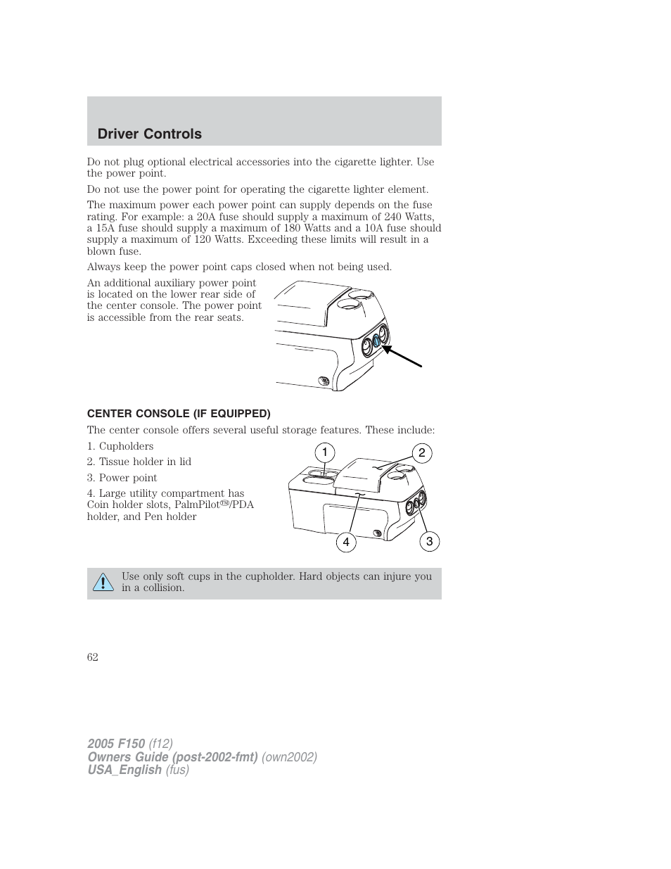 Driver controls | FORD 2005 F-150 v.2 User Manual | Page 62 / 312