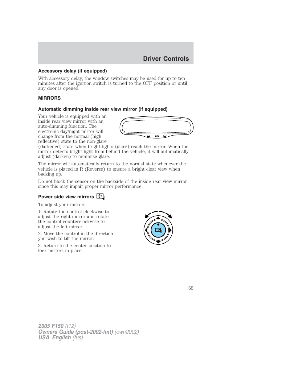 Driver controls | FORD 2005 F-150 v.2 User Manual | Page 65 / 312