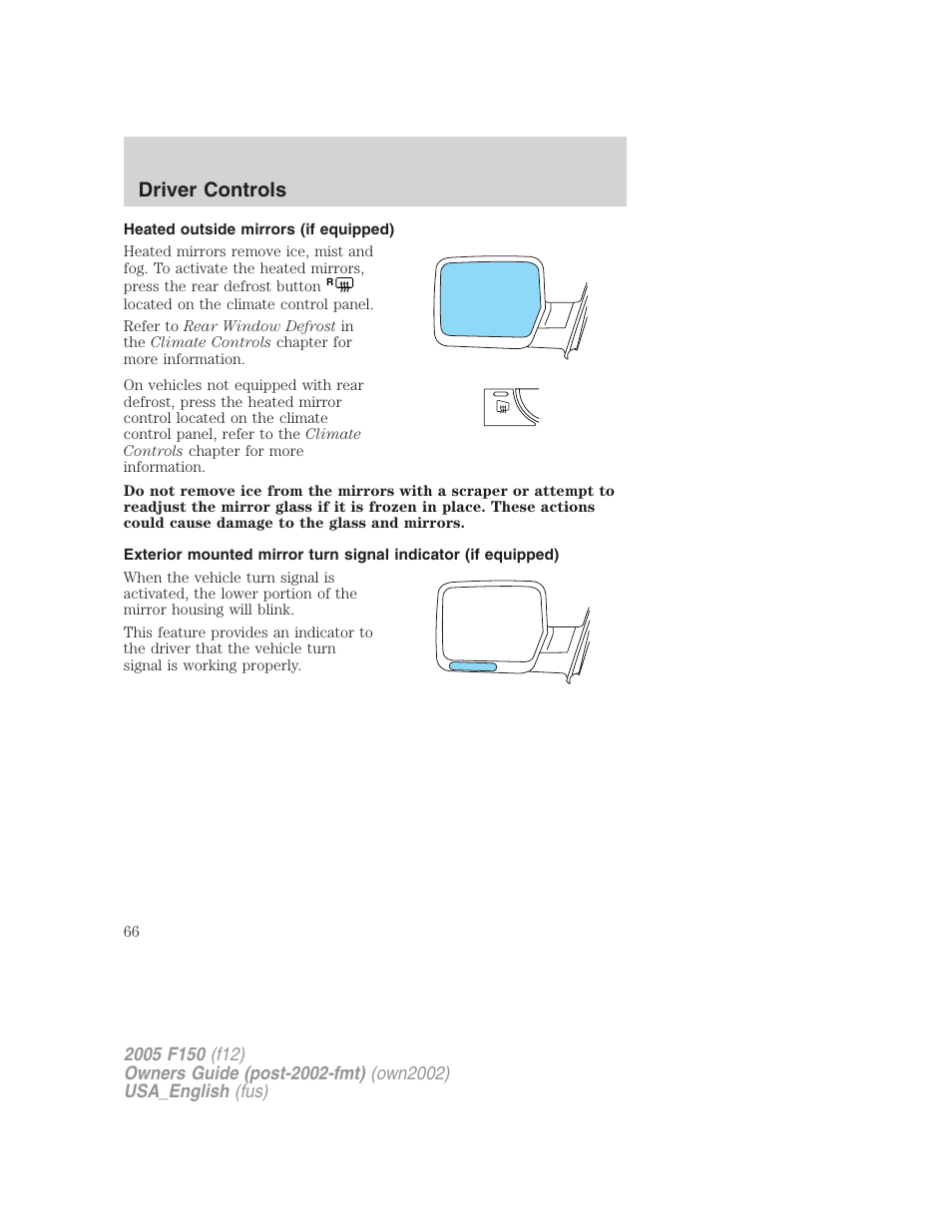 Driver controls | FORD 2005 F-150 v.2 User Manual | Page 66 / 312