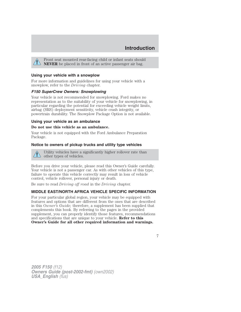 Introduction | FORD 2005 F-150 v.2 User Manual | Page 7 / 312