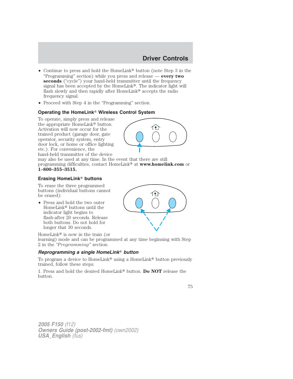 Driver controls | FORD 2005 F-150 v.2 User Manual | Page 75 / 312