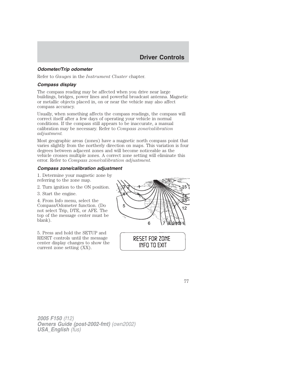 Driver controls | FORD 2005 F-150 v.2 User Manual | Page 77 / 312