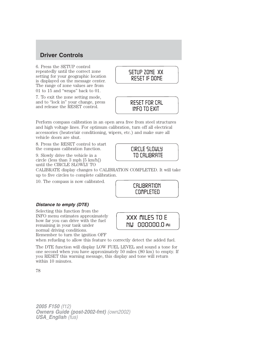 Driver controls | FORD 2005 F-150 v.2 User Manual | Page 78 / 312