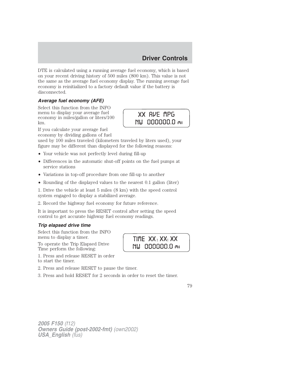 Driver controls | FORD 2005 F-150 v.2 User Manual | Page 79 / 312