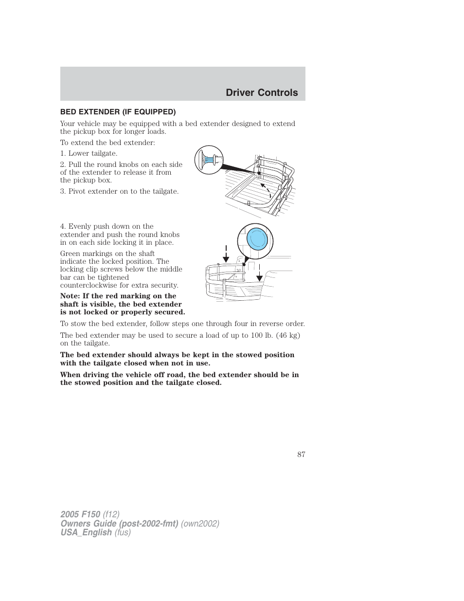 Driver controls | FORD 2005 F-150 v.2 User Manual | Page 87 / 312