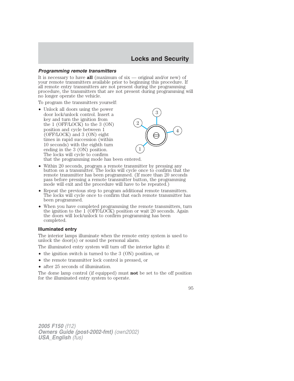 Locks and security | FORD 2005 F-150 v.2 User Manual | Page 95 / 312