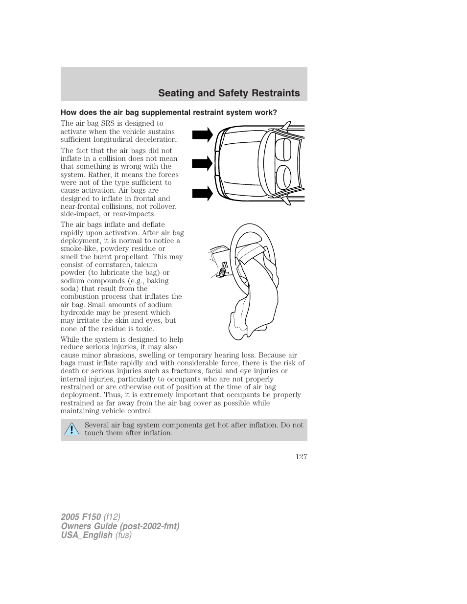 Seating and safety restraints | FORD 2005 F-150 v.3 User Manual | Page 127 / 312