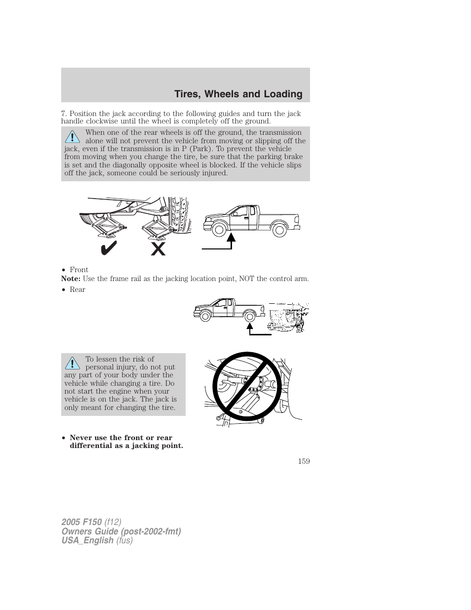 Tires, wheels and loading | FORD 2005 F-150 v.3 User Manual | Page 159 / 312