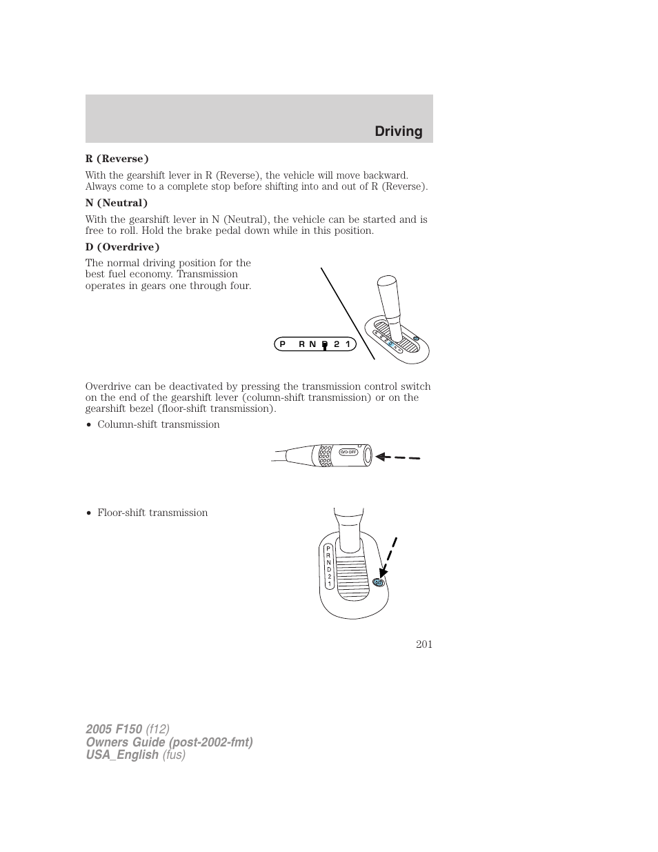 Driving | FORD 2005 F-150 v.3 User Manual | Page 201 / 312