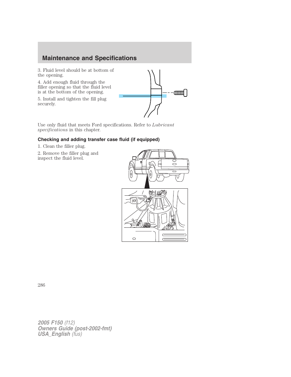 Maintenance and specifications | FORD 2005 F-150 v.3 User Manual | Page 286 / 312