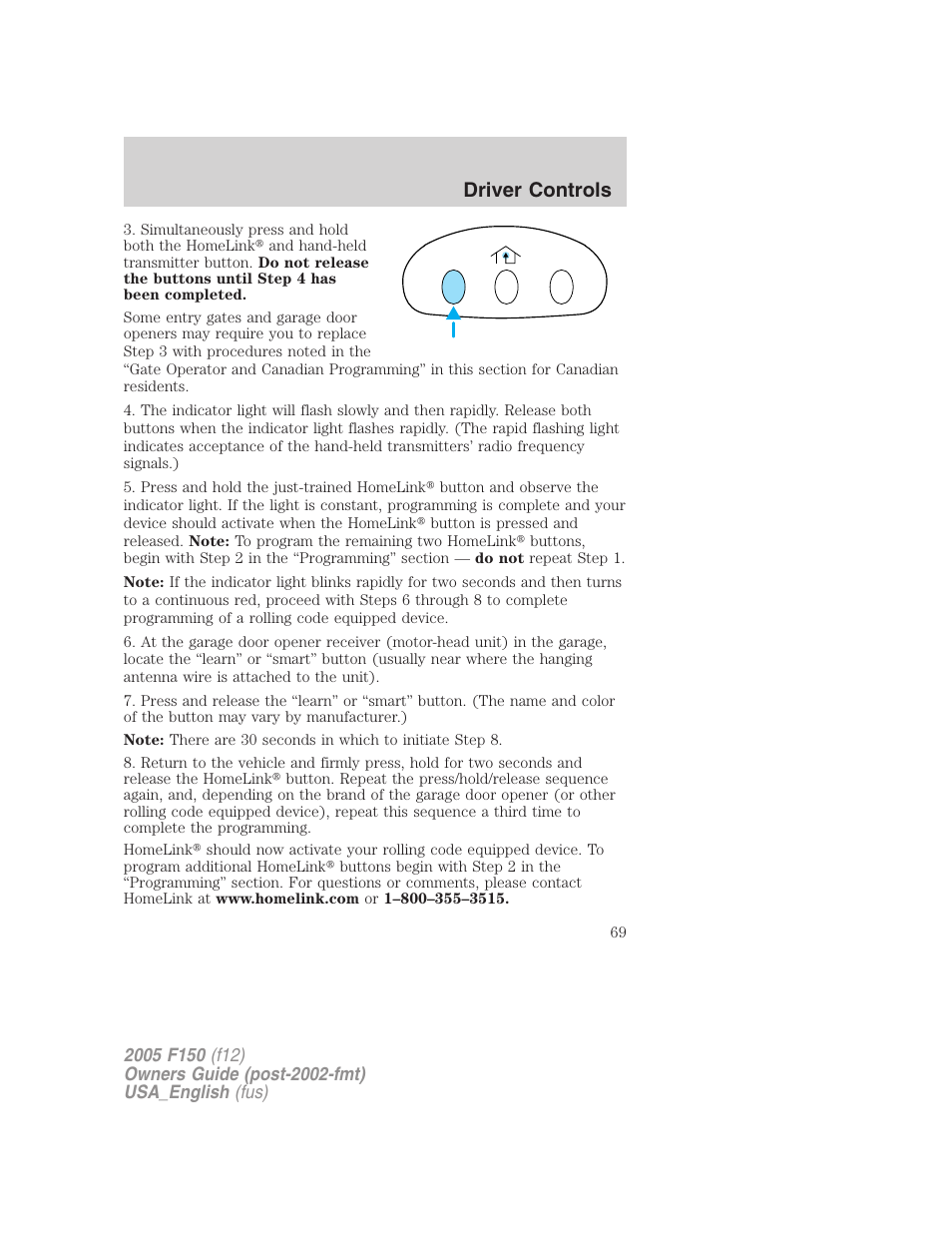 Driver controls | FORD 2005 F-150 v.3 User Manual | Page 69 / 312