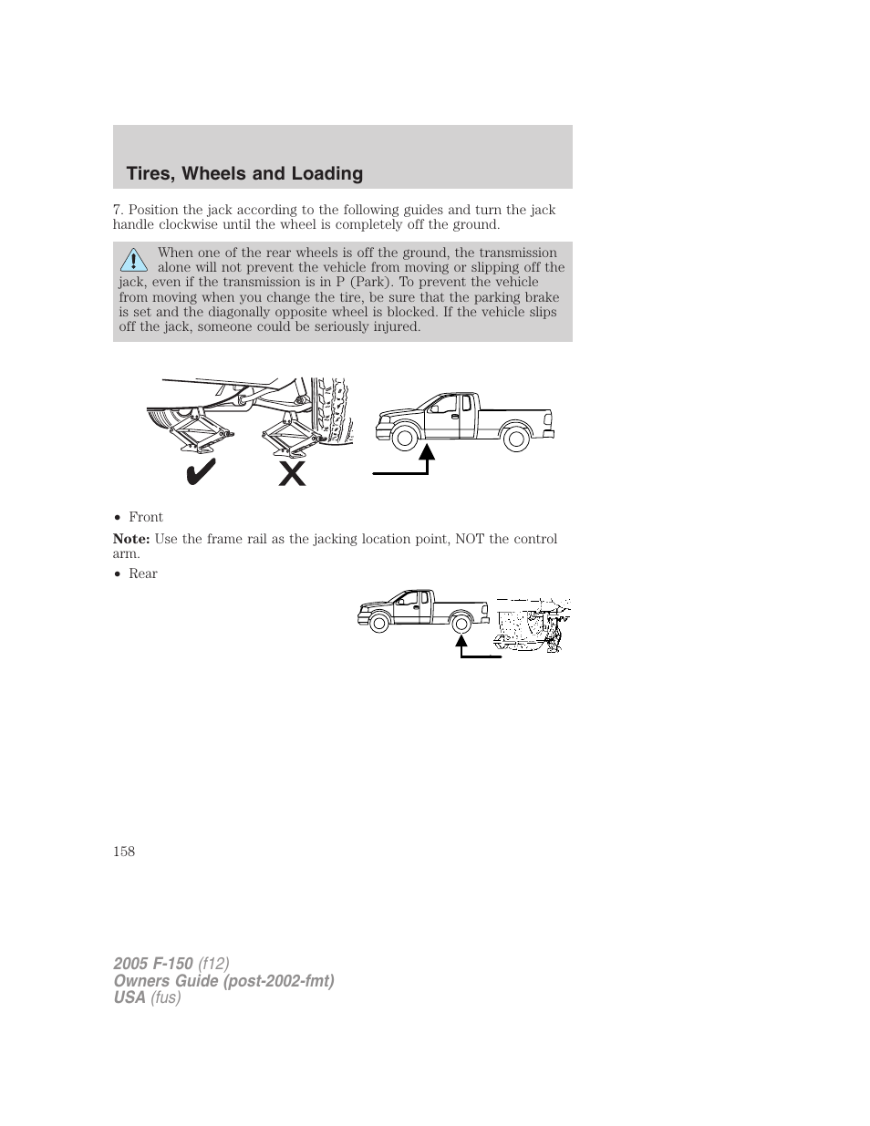 Tires, wheels and loading | FORD 2005 F-150 v.4 User Manual | Page 158 / 312