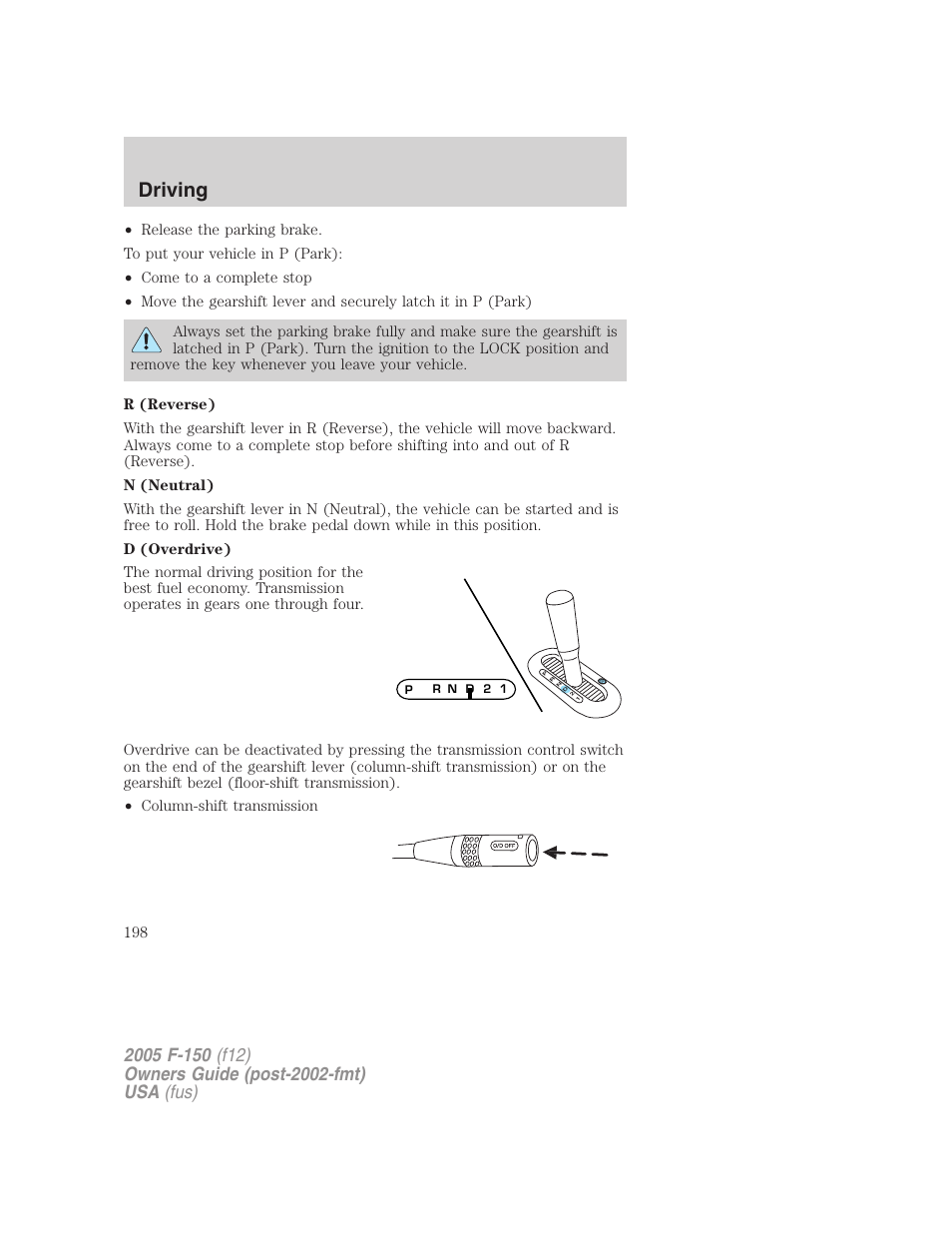 Driving | FORD 2005 F-150 v.4 User Manual | Page 198 / 312