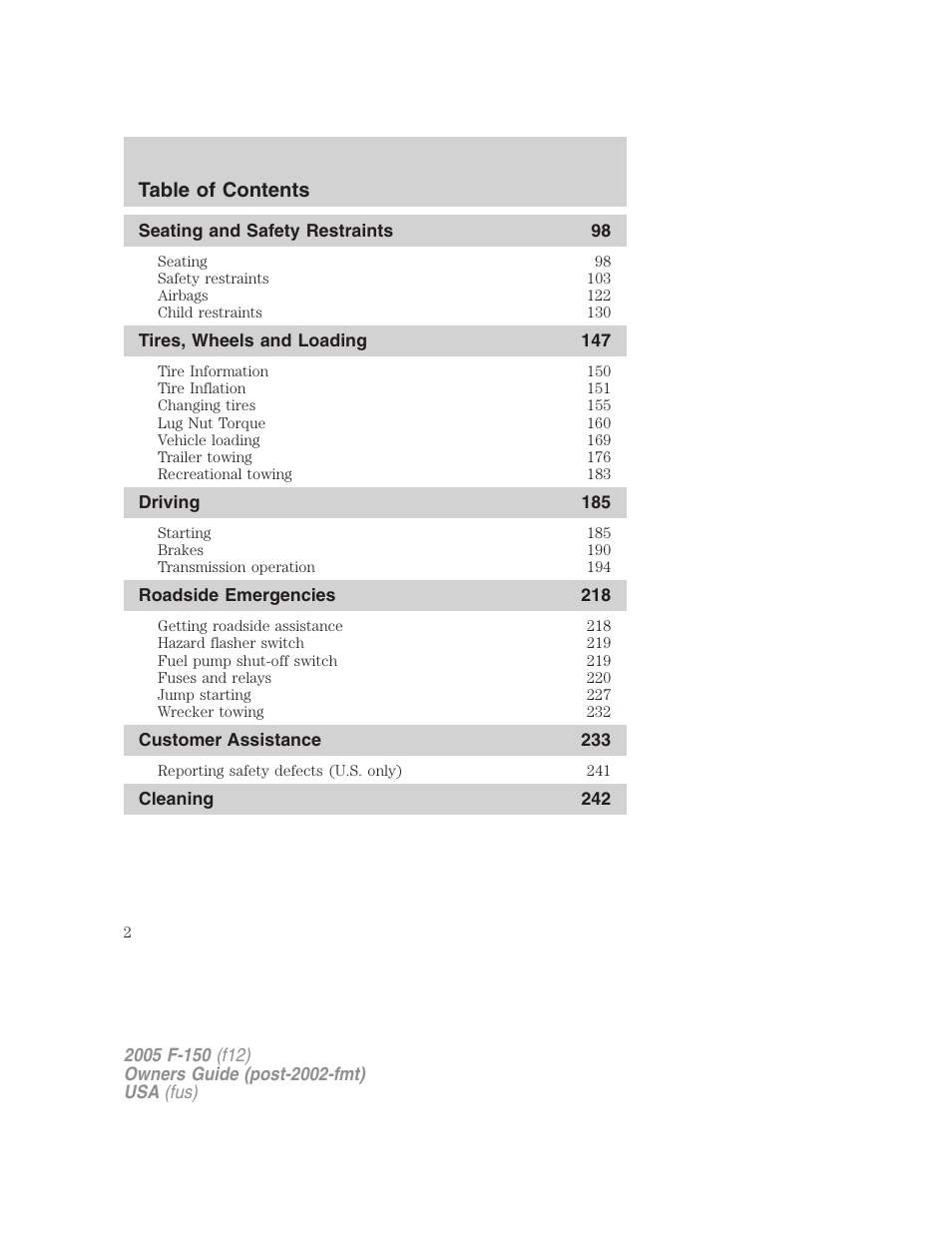 FORD 2005 F-150 v.4 User Manual | Page 2 / 312