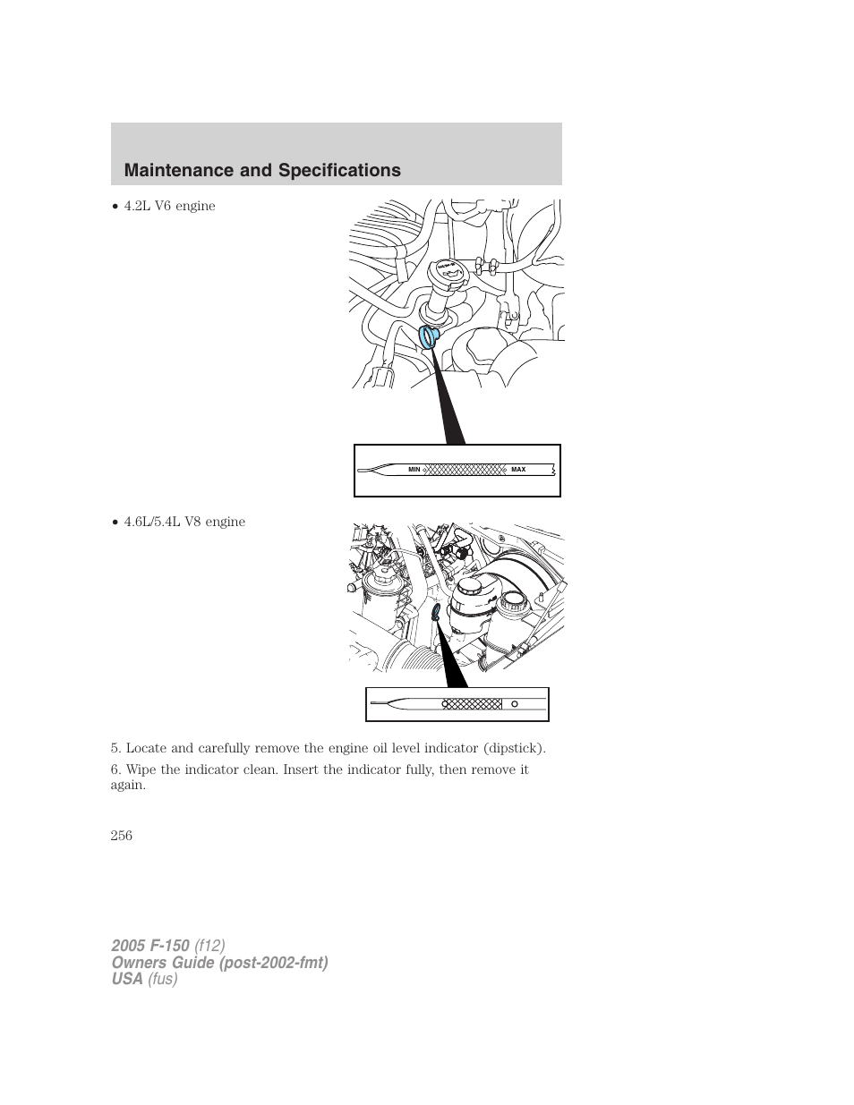 Maintenance and specifications | FORD 2005 F-150 v.4 User Manual | Page 256 / 312