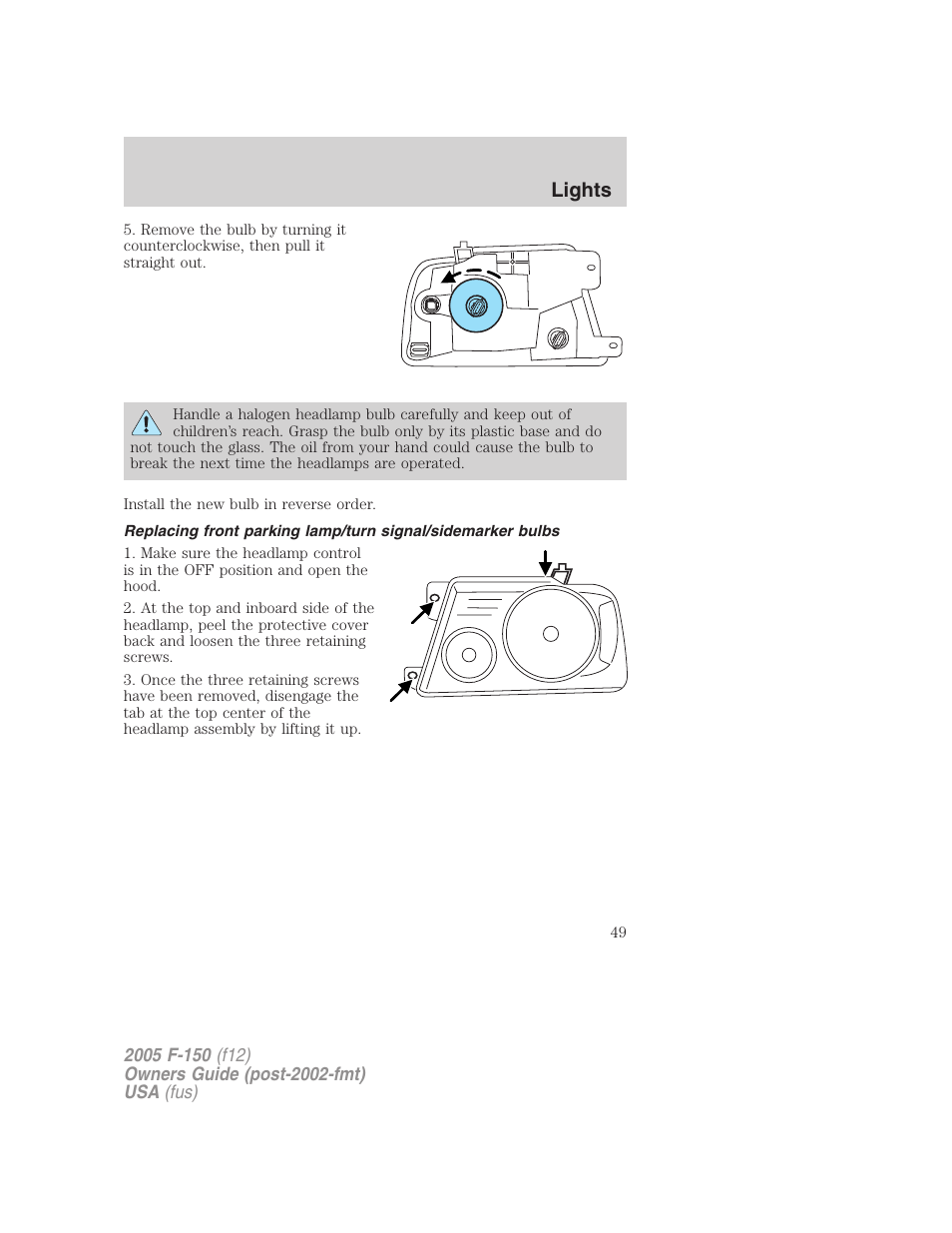 Lights | FORD 2005 F-150 v.4 User Manual | Page 49 / 312