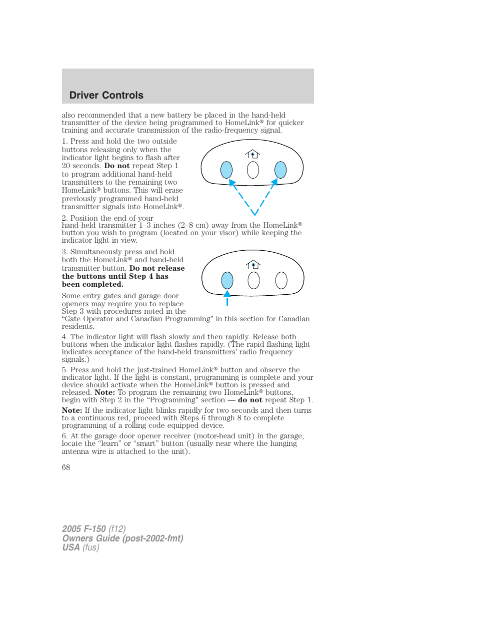 Driver controls | FORD 2005 F-150 v.4 User Manual | Page 68 / 312
