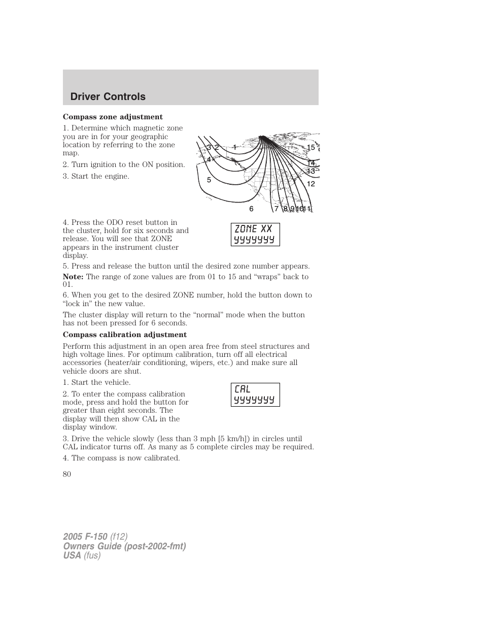 Driver controls | FORD 2005 F-150 v.4 User Manual | Page 80 / 312