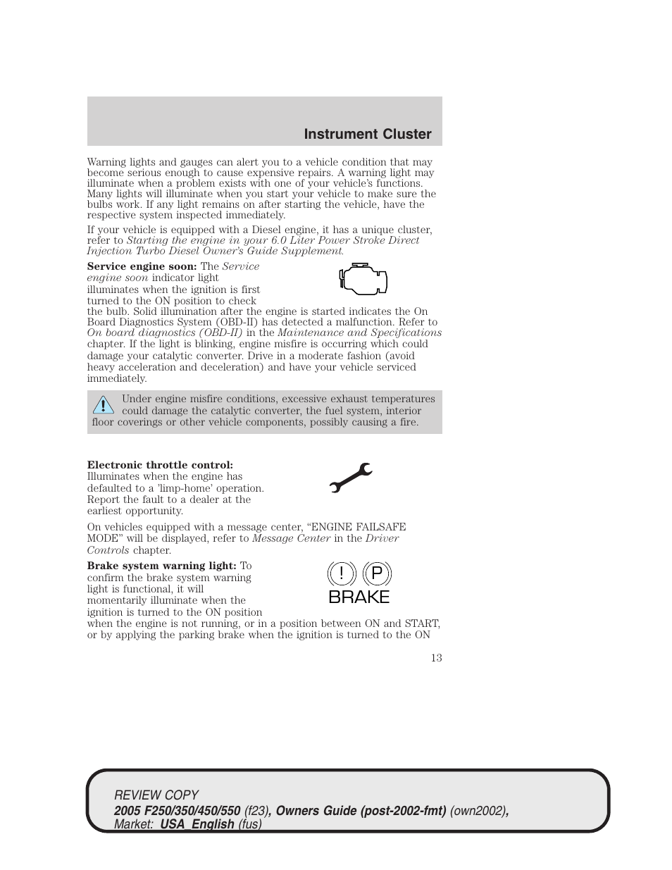 P! brake | FORD 2005 F-550 v.1 User Manual | Page 13 / 304