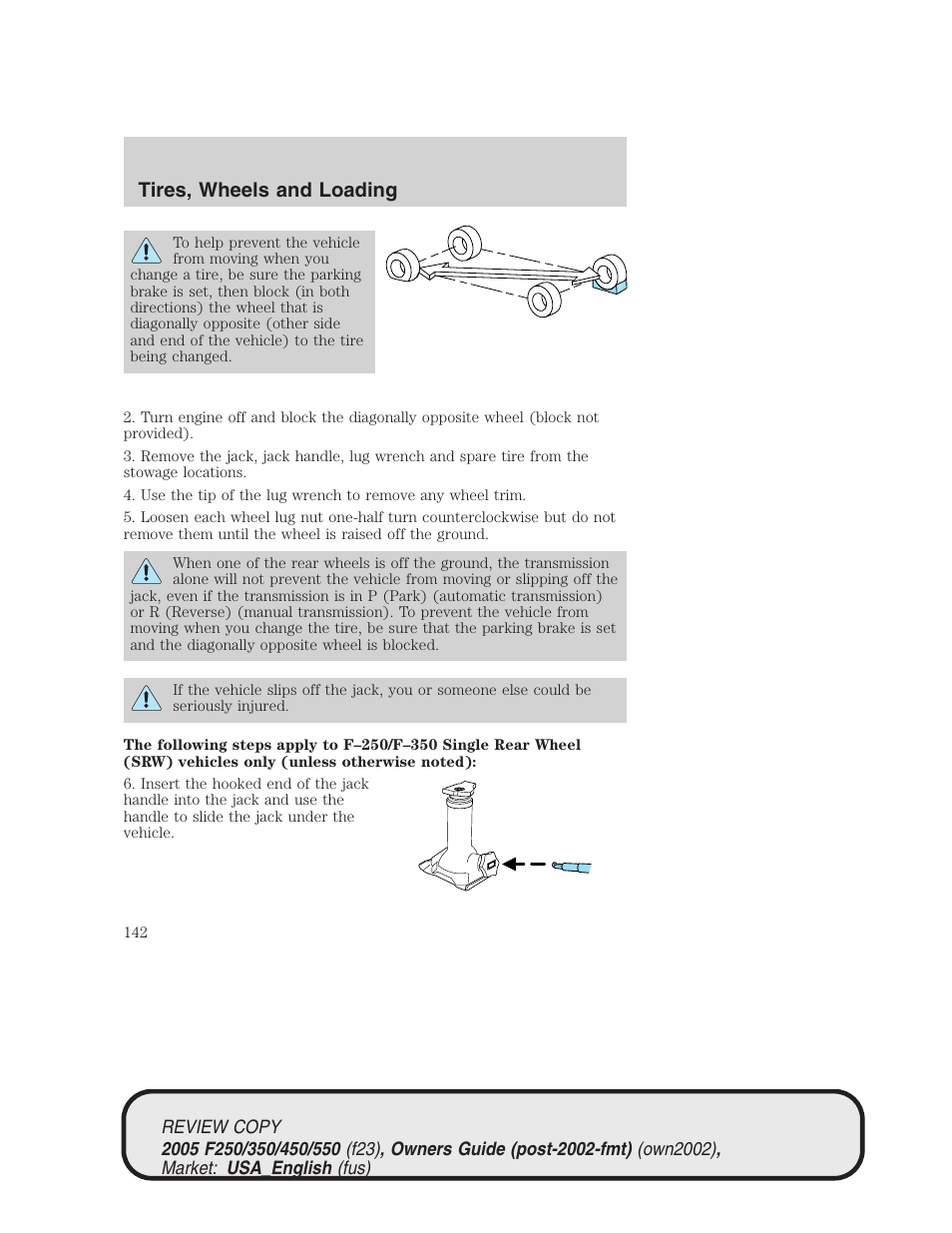 Tires, wheels and loading | FORD 2005 F-550 v.1 User Manual | Page 142 / 304