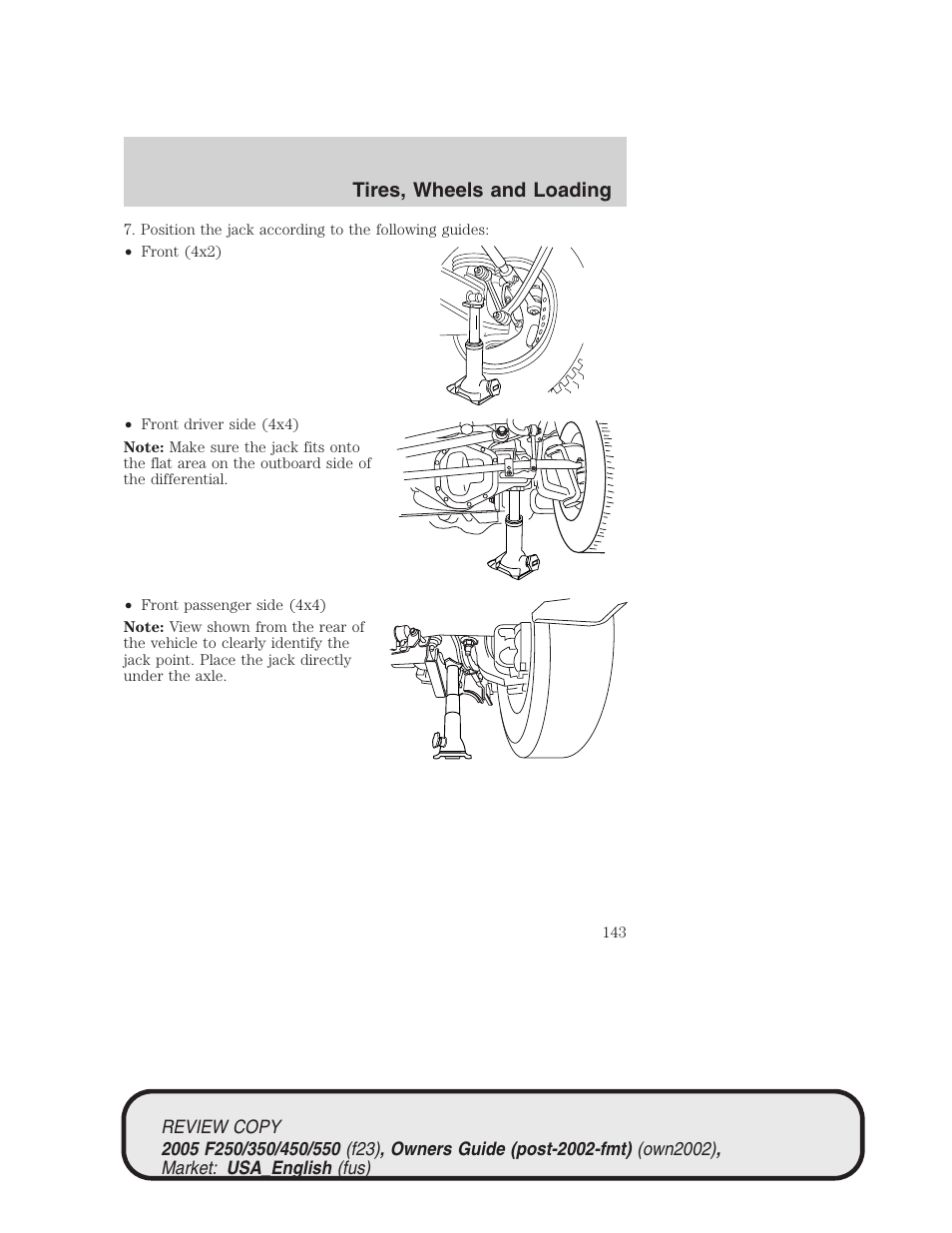 Tires, wheels and loading | FORD 2005 F-550 v.1 User Manual | Page 143 / 304