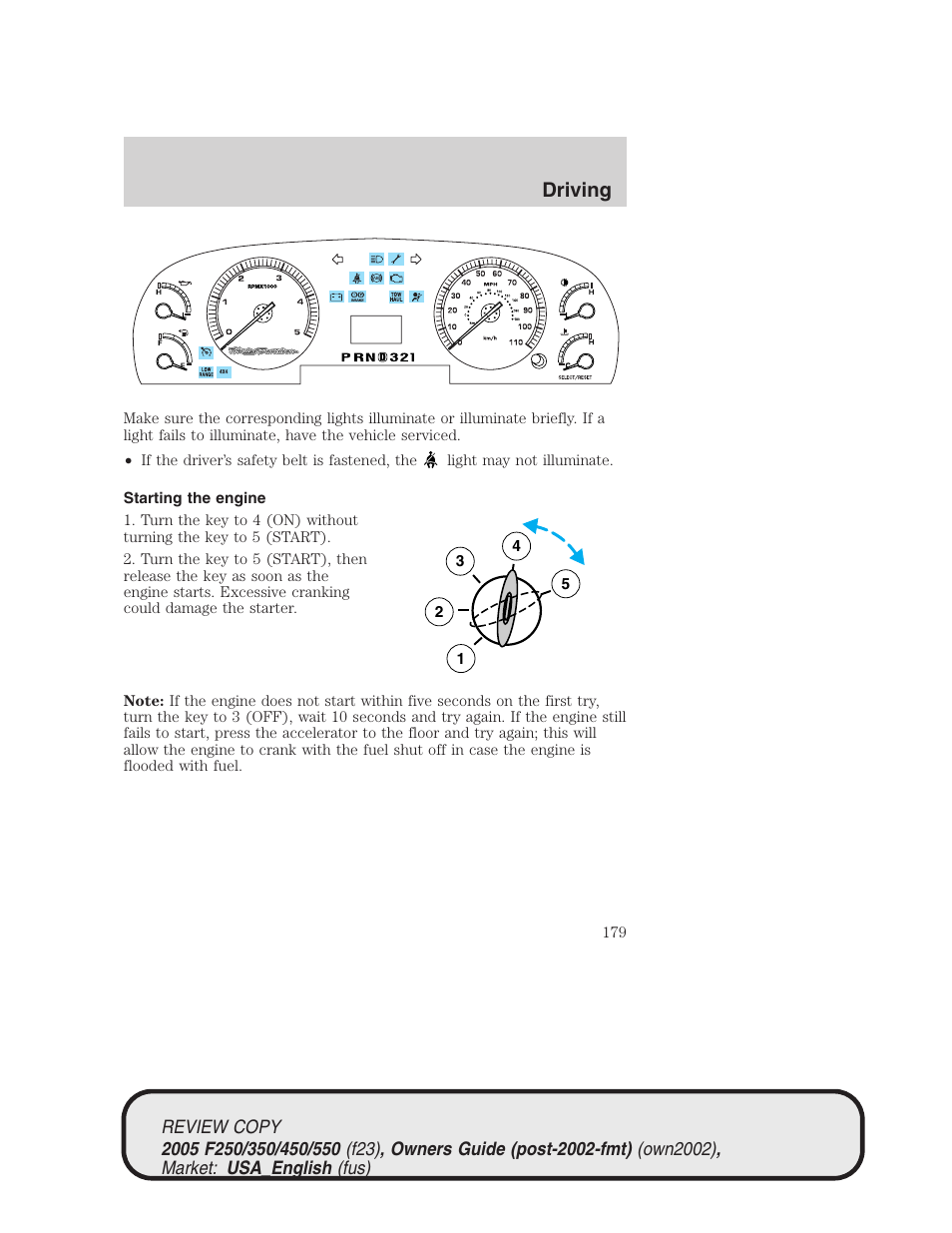 Driving | FORD 2005 F-550 v.1 User Manual | Page 179 / 304