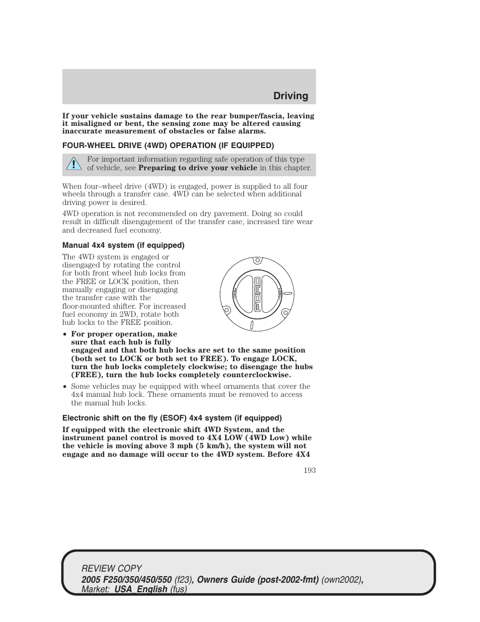 Driving | FORD 2005 F-550 v.1 User Manual | Page 193 / 304