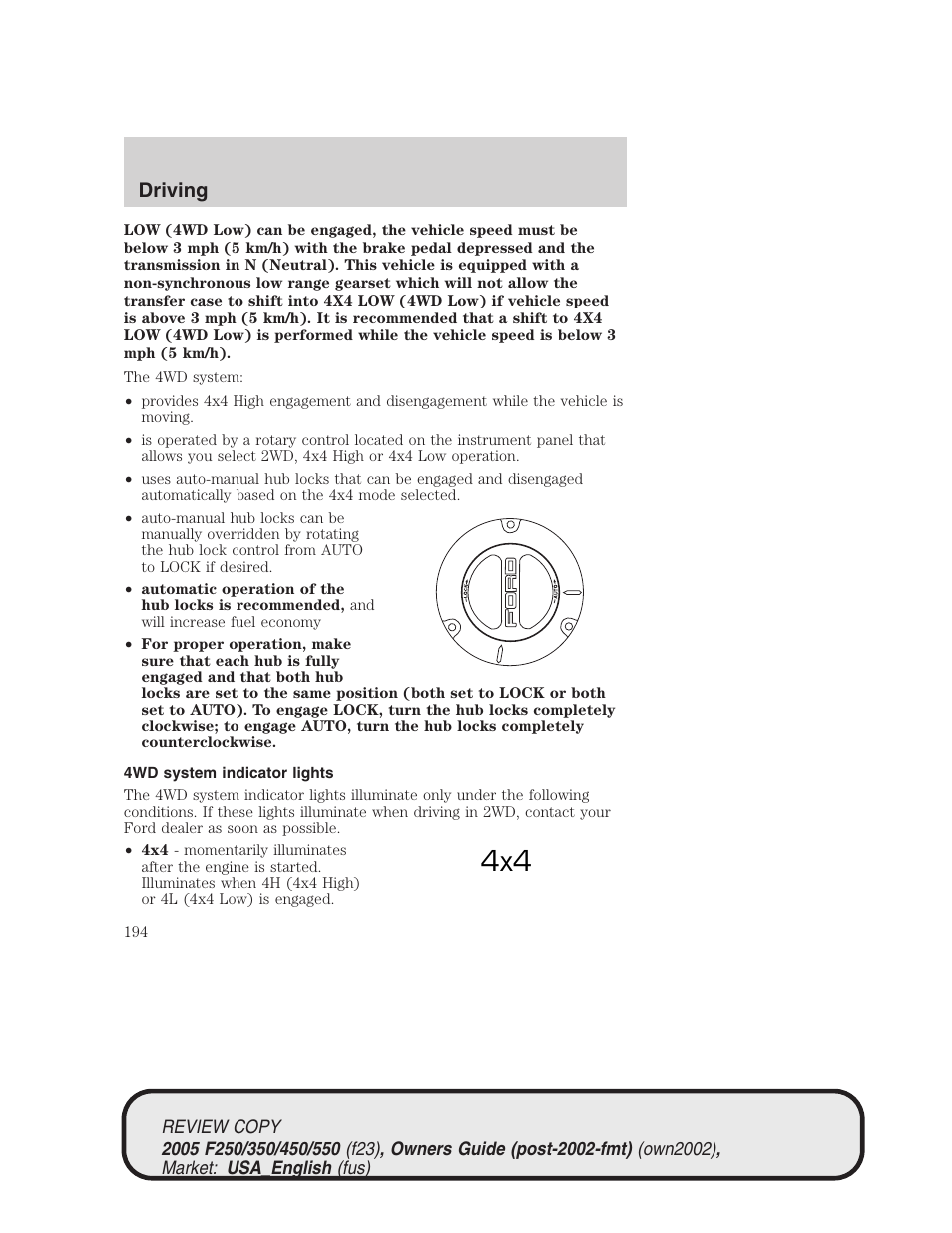 Driving | FORD 2005 F-550 v.1 User Manual | Page 194 / 304