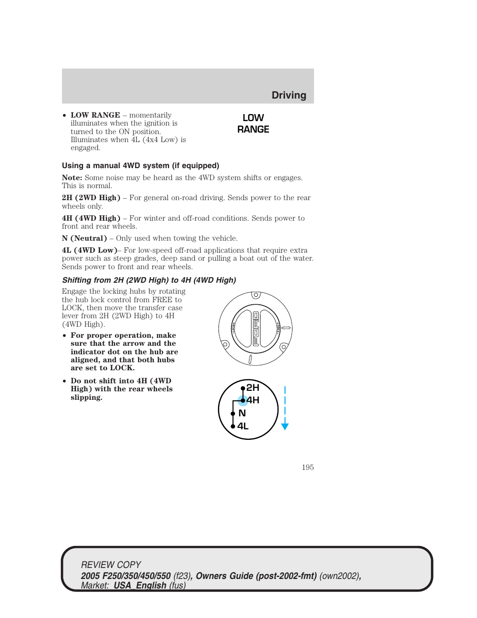 Driving | FORD 2005 F-550 v.1 User Manual | Page 195 / 304