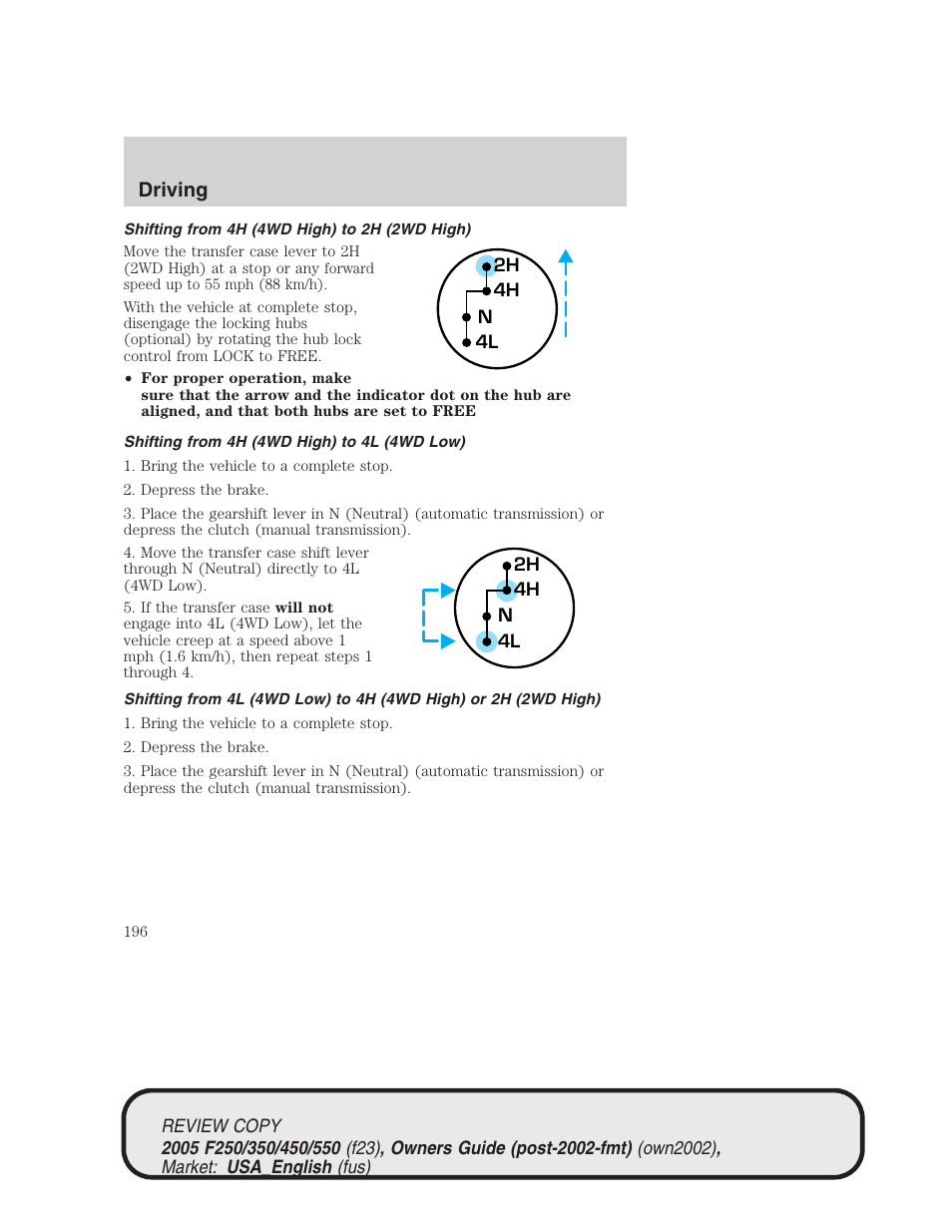 Driving | FORD 2005 F-550 v.1 User Manual | Page 196 / 304