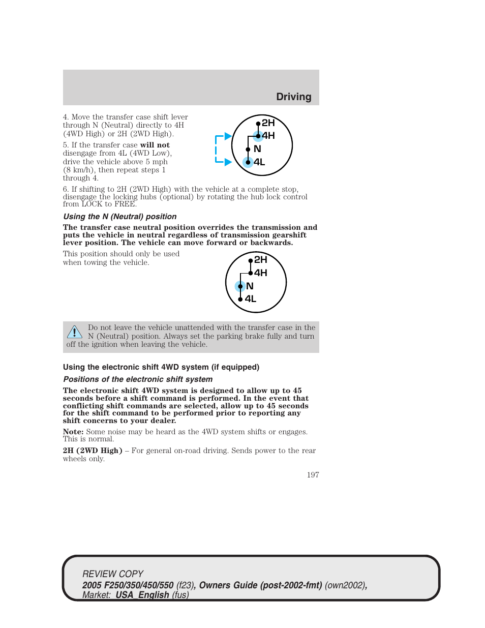 Driving | FORD 2005 F-550 v.1 User Manual | Page 197 / 304