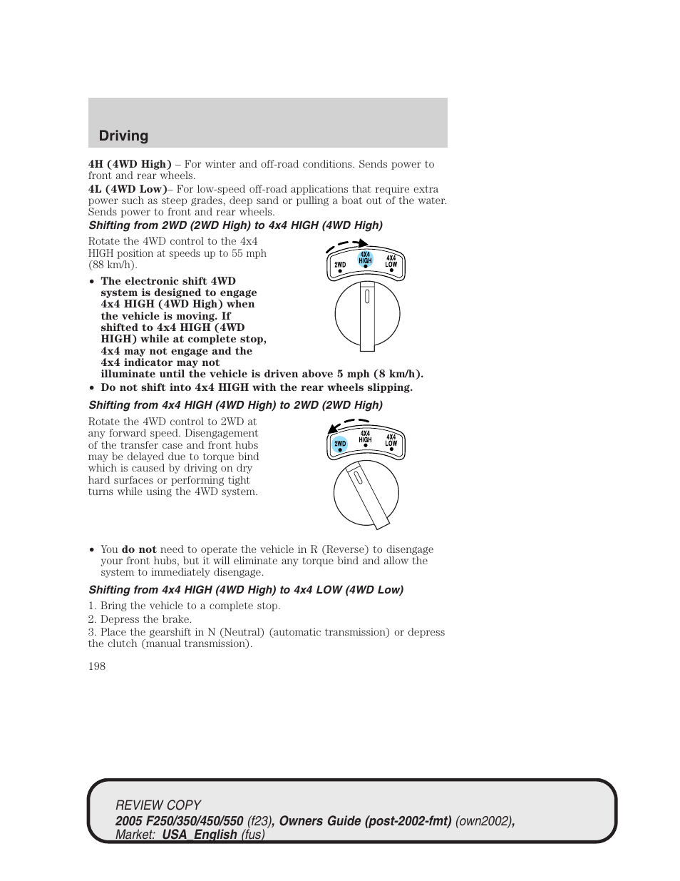 Driving | FORD 2005 F-550 v.1 User Manual | Page 198 / 304