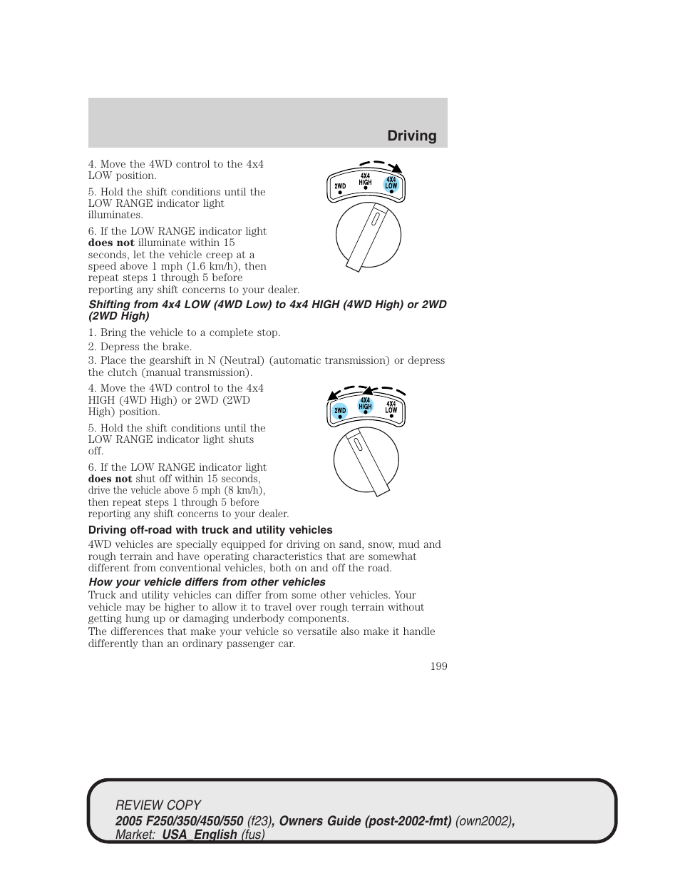 Driving | FORD 2005 F-550 v.1 User Manual | Page 199 / 304