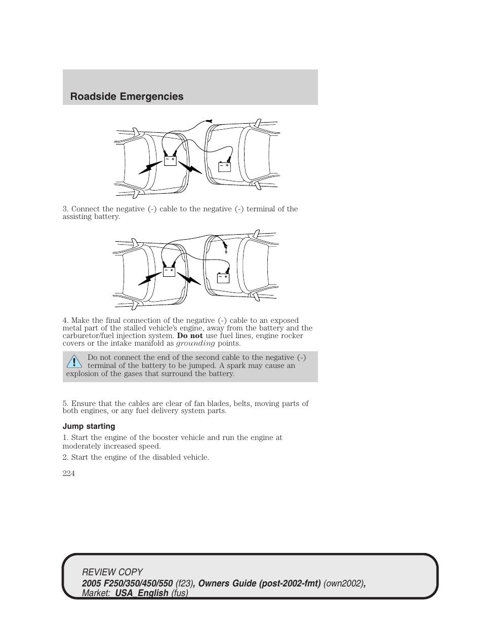 Roadside emergencies | FORD 2005 F-550 v.1 User Manual | Page 224 / 304