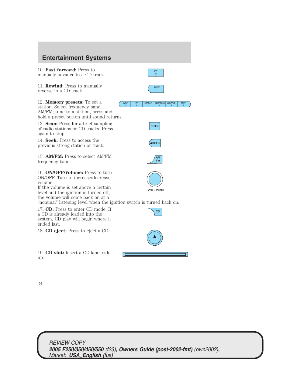 Entertainment systems | FORD 2005 F-550 v.1 User Manual | Page 24 / 304