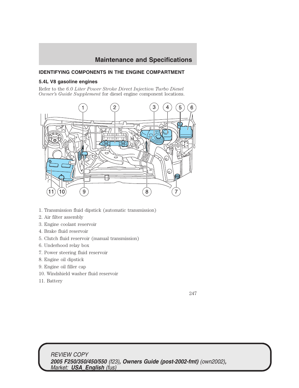 Maintenance and specifications | FORD 2005 F-550 v.1 User Manual | Page 247 / 304