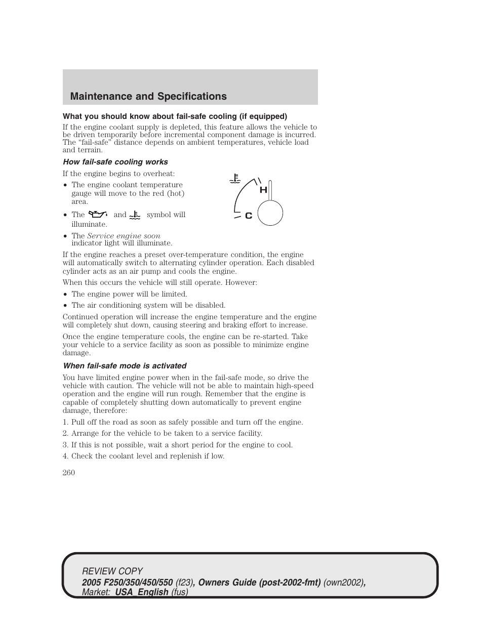 Maintenance and specifications | FORD 2005 F-550 v.1 User Manual | Page 260 / 304