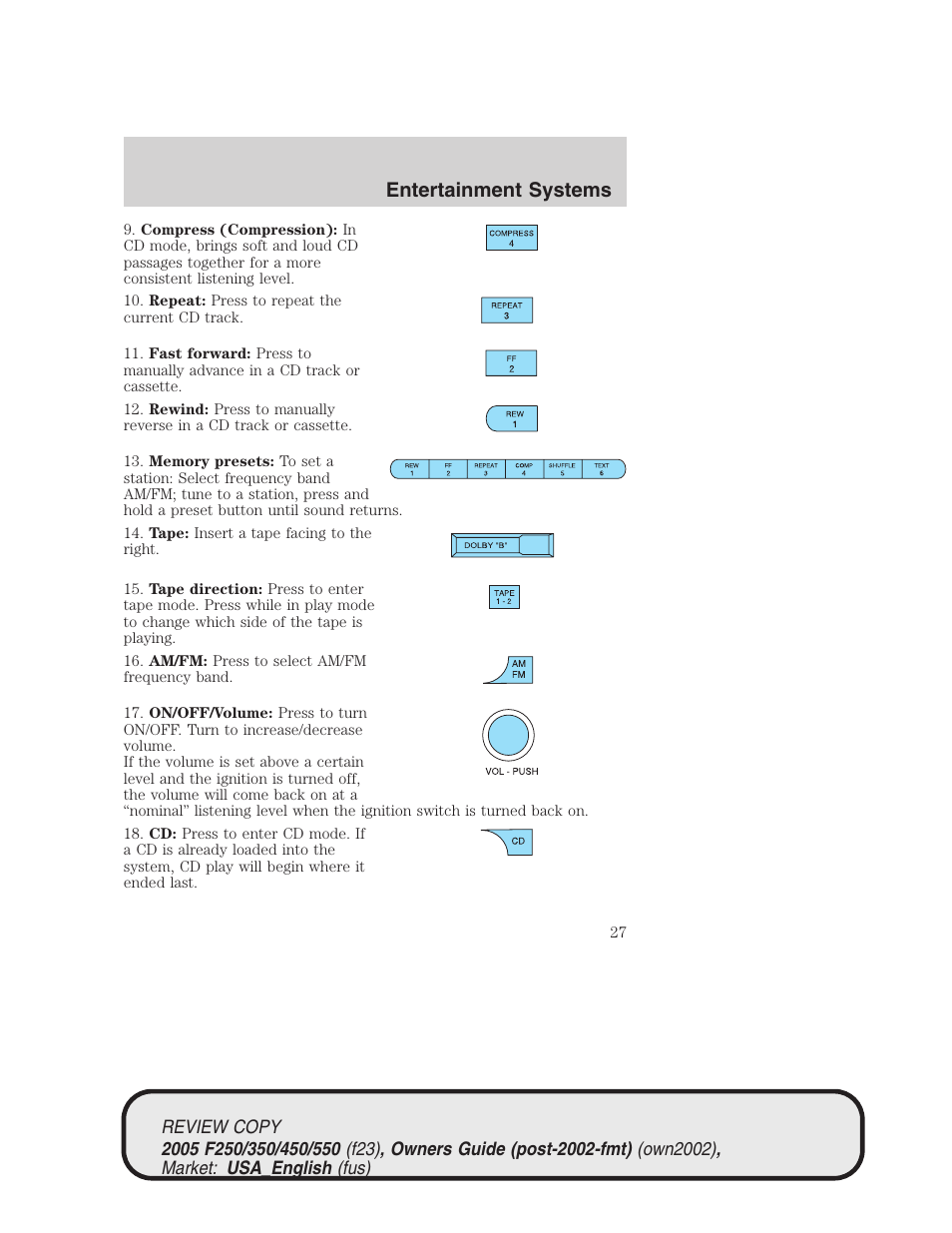 Entertainment systems | FORD 2005 F-550 v.1 User Manual | Page 27 / 304