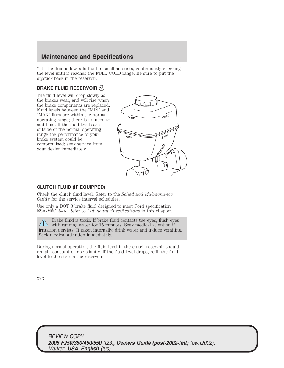 Maintenance and specifications | FORD 2005 F-550 v.1 User Manual | Page 272 / 304