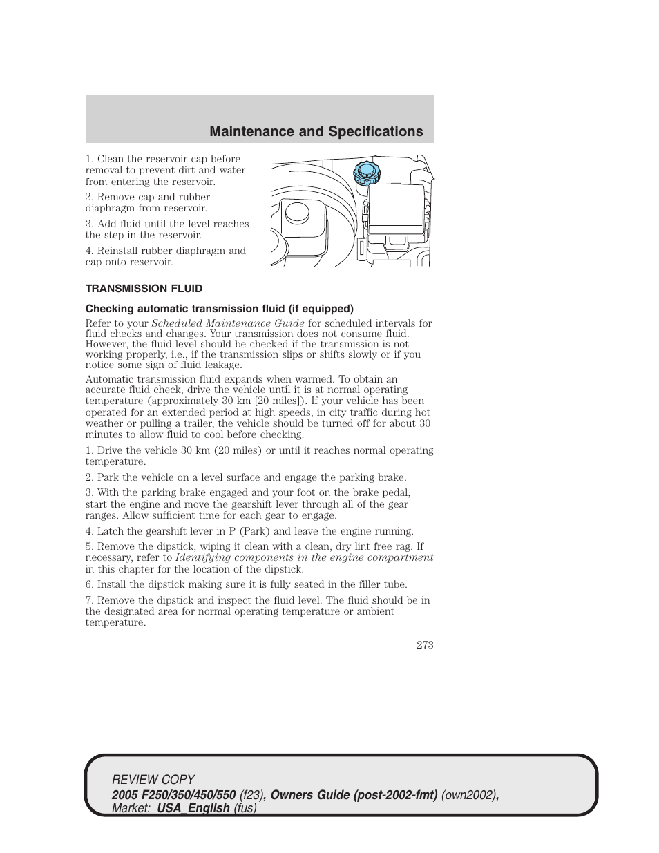 Maintenance and specifications | FORD 2005 F-550 v.1 User Manual | Page 273 / 304